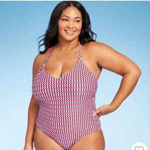 Women's 14 Wide Ribbed Ring Med. Coverage 1 Piece Swimsuit-Kona Sol Mult color